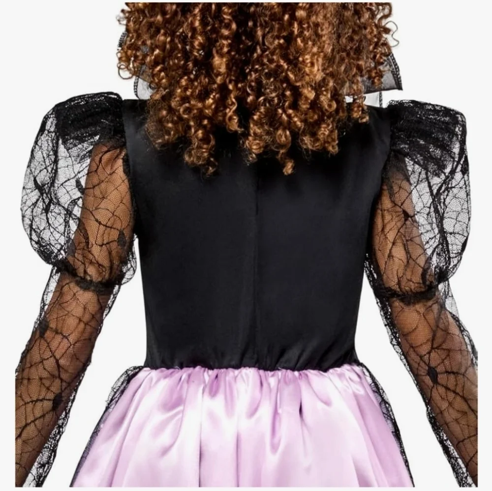 Girls' Purple and Black Spiderweb Witch Costume Dress
